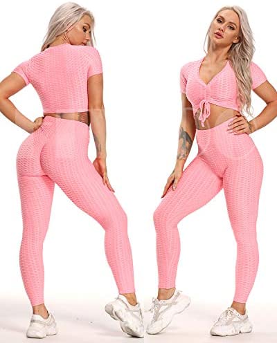 Womens High Waisted Yoga Pants Tummy Control Scrunched Booty Leggings Workout Running Butt Lift Textured Tights