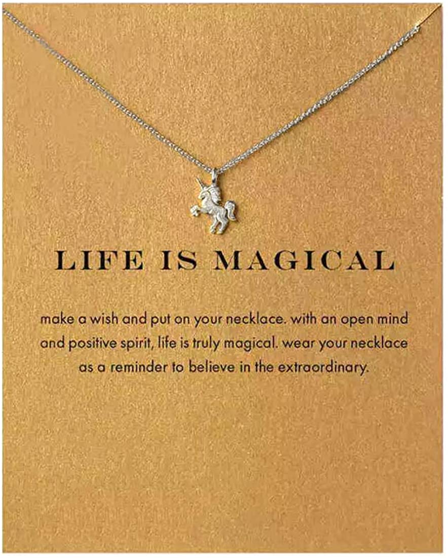 Message Card Compass Pendant Necklace Friendship Starfish Good Luck Elephant Pendant Chain Necklace with Gift Card