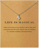 Message Card Compass Pendant Necklace Friendship Starfish Good Luck Elephant Pendant Chain Necklace with Gift Card