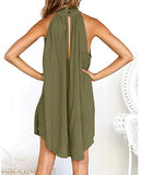 Women clothes Womens Sexy Sleeveless Dresses,Summer Casual Loose Cotton Linen Beach Holiday Party Irregular Dress