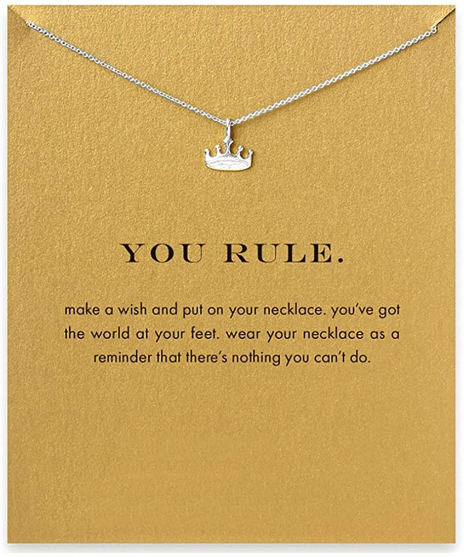 Message Card Compass Pendant Necklace Friendship Starfish Good Luck Elephant Pendant Chain Necklace with Gift Card
