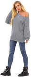 Womens Off The Shoulder Tops Baggy Shirt Long Sleeve Blouse Oversized Sweater Jumper Pullover