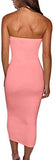 Women's Basic Sleeveless Tube Top Sexy Strapless Bodycon Midi Club Dress