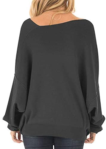 Womens Off The Shoulder Tops Baggy Shirt Long Sleeve Blouse Oversized Sweater Jumper Pullover