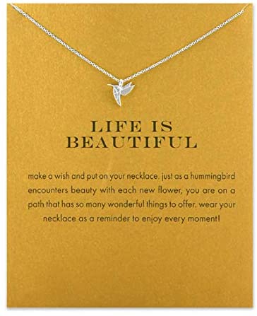 Message Card Compass Pendant Necklace Friendship Starfish Good Luck Elephant Pendant Chain Necklace with Gift Card