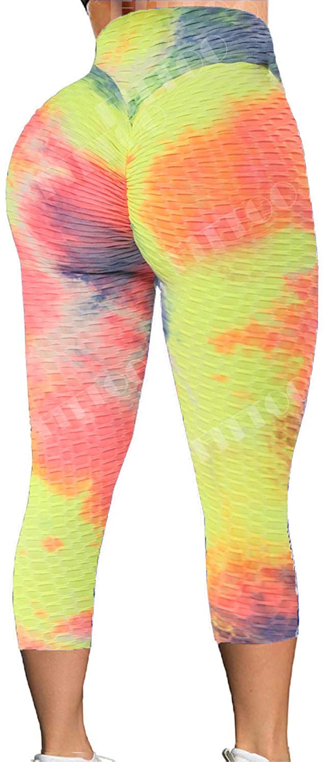 Womens High Waisted Yoga Pants Tummy Control Scrunched Booty Leggings Workout Running Butt Lift Textured Tights