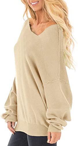 Womens Off The Shoulder Tops Baggy Shirt Long Sleeve Blouse Oversized Sweater Jumper Pullover