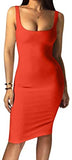 Women's Sexy Bodycon Tank Dress Sleeveless Basic Midi Club Dresses