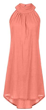 Women clothes Womens Sexy Sleeveless Dresses,Summer Casual Loose Cotton Linen Beach Holiday Party Irregular Dress