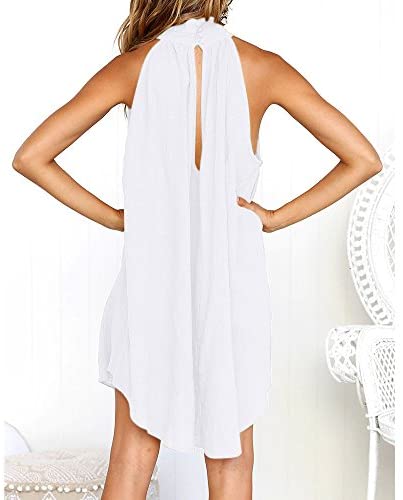 Women clothes Womens Sexy Sleeveless Dresses,Summer Casual Loose Cotton Linen Beach Holiday Party Irregular Dress