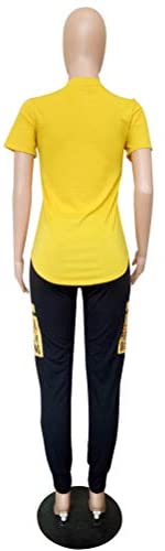 Womens Sexy 2 Piece Sports Outfit Set Shirt Bodycon Pants Joggers Clubwear Tracksuit Sportswear Set