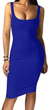 Women's Sexy Bodycon Tank Dress Sleeveless Basic Midi Club Dresses