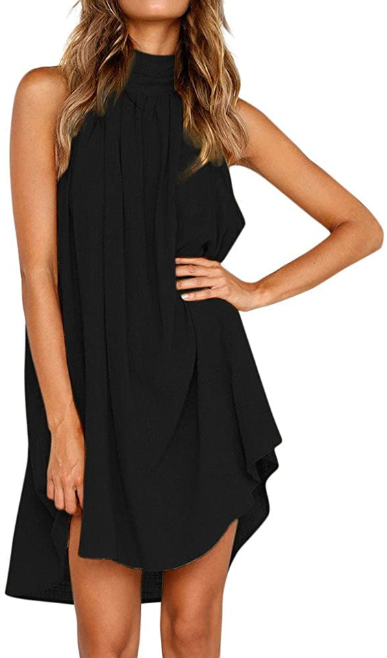 Women clothes Womens Sexy Sleeveless Dresses,Summer Casual Loose Cotton Linen Beach Holiday Party Irregular Dress