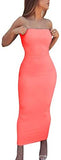 Women's Basic Sleeveless Tube Top Sexy Strapless Bodycon Midi Club Dress
