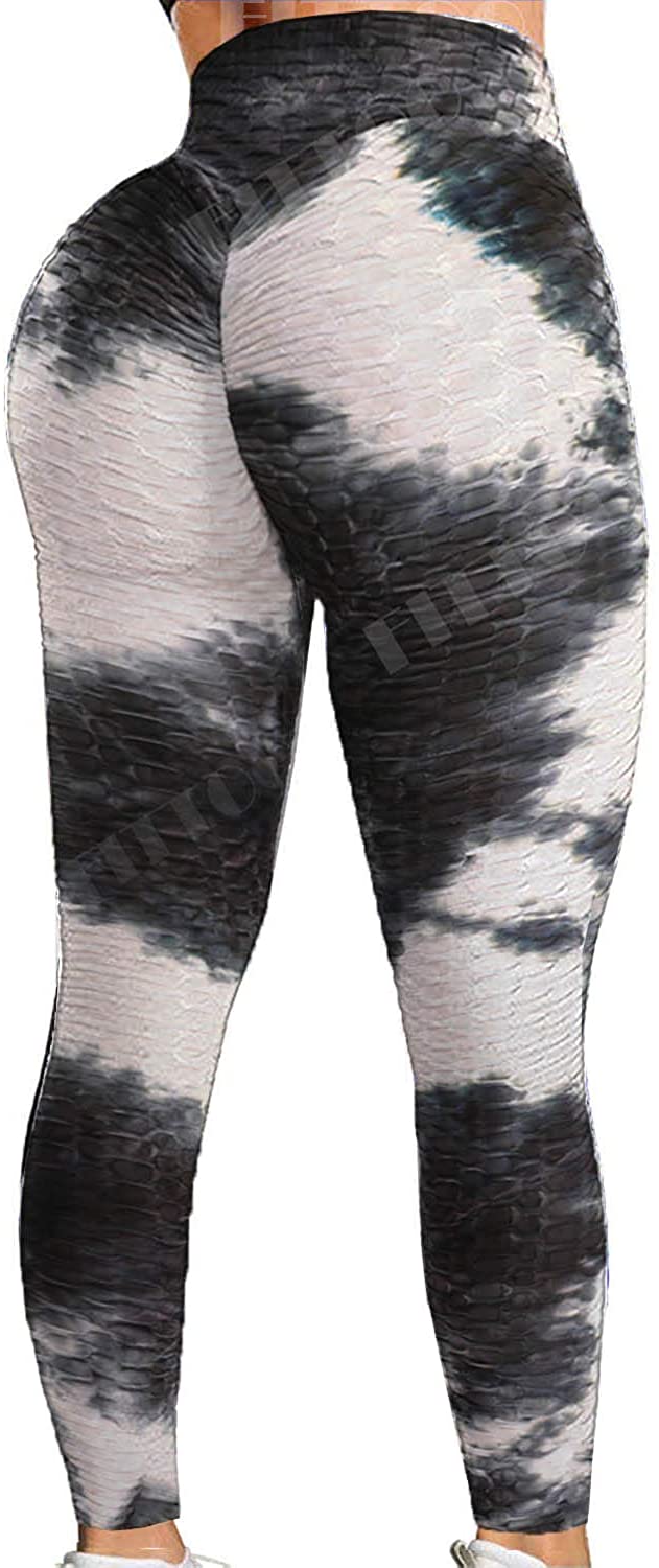 Womens High Waisted Yoga Pants Tummy Control Scrunched Booty Leggings Workout Running Butt Lift Textured Tights