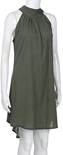 Women clothes Womens Sexy Sleeveless Dresses,Summer Casual Loose Cotton Linen Beach Holiday Party Irregular Dress