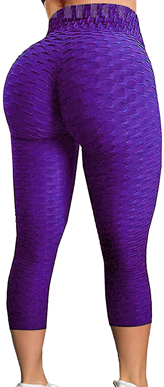 Womens High Waisted Yoga Pants Tummy Control Scrunched Booty Leggings Workout Running Butt Lift Textured Tights