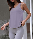 Womens Summer Workout Tops Sexy Backless Yoga Shirts Open Back Activewear Running Sports Gym Quick Dry Tank Tops