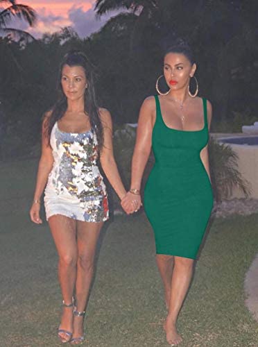 Women's Sexy Bodycon Tank Dress Sleeveless Basic Midi Club Dresses