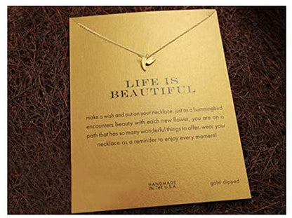 Message Card Compass Pendant Necklace Friendship Starfish Good Luck Elephant Pendant Chain Necklace with Gift Card