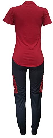 Womens Sexy 2 Piece Sports Outfit Set Shirt Bodycon Pants Joggers Clubwear Tracksuit Sportswear Set
