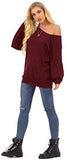 Womens Off The Shoulder Tops Baggy Shirt Long Sleeve Blouse Oversized Sweater Jumper Pullover