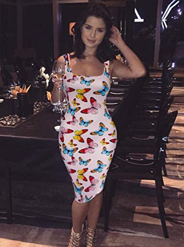 Women's Sexy Bodycon Tank Dress Sleeveless Basic Midi Club Dresses