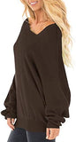 Womens Off The Shoulder Tops Baggy Shirt Long Sleeve Blouse Oversized Sweater Jumper Pullover