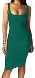 Women's Sexy Bodycon Tank Dress Sleeveless Basic Midi Club Dresses