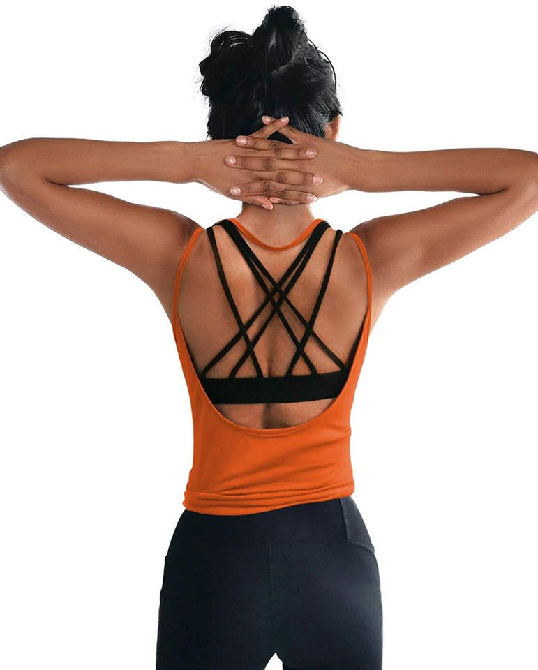 Womens Summer Workout Tops Sexy Backless Yoga Shirts Open Back Activewear Running Sports Gym Quick Dry Tank Tops