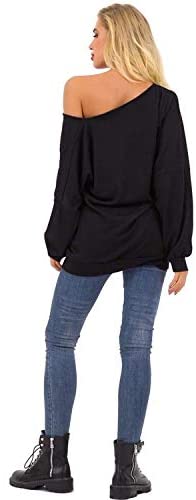 Womens Off The Shoulder Tops Baggy Shirt Long Sleeve Blouse Oversized Sweater Jumper Pullover