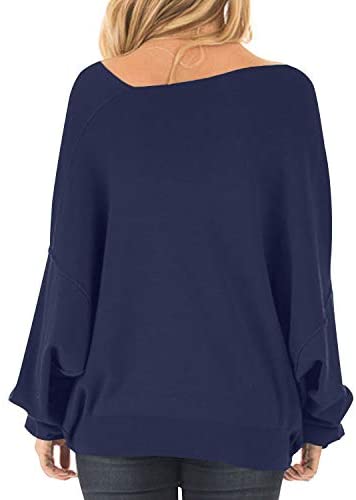 Womens Off The Shoulder Tops Baggy Shirt Long Sleeve Blouse Oversized Sweater Jumper Pullover