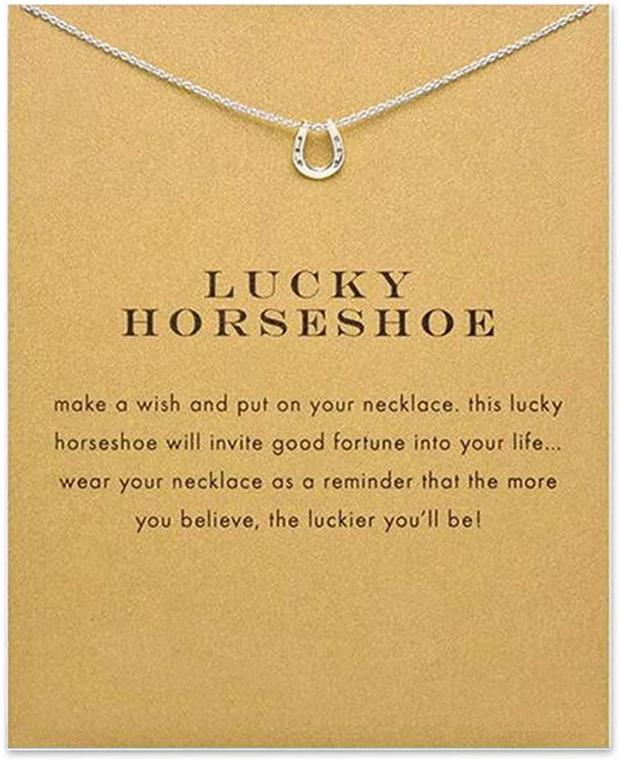 Message Card Compass Pendant Necklace Friendship Starfish Good Luck Elephant Pendant Chain Necklace with Gift Card
