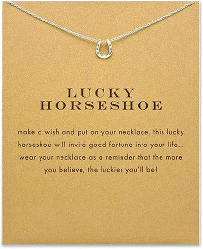 Message Card Compass Pendant Necklace Friendship Starfish Good Luck Elephant Pendant Chain Necklace with Gift Card