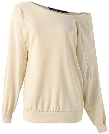 Womens Off The Shoulder Tops Baggy Shirt Long Sleeve Blouse Oversized Sweater Jumper Pullover