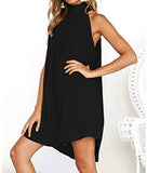 Women clothes Womens Sexy Sleeveless Dresses,Summer Casual Loose Cotton Linen Beach Holiday Party Irregular Dress