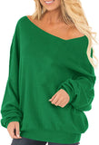 Womens Off The Shoulder Tops Baggy Shirt Long Sleeve Blouse Oversized Sweater Jumper Pullover