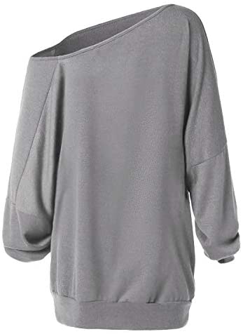Womens Off The Shoulder Tops Baggy Shirt Long Sleeve Blouse Oversized Sweater Jumper Pullover