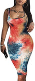 Women's Sexy Bodycon Tank Dress Sleeveless Basic Midi Club Dresses