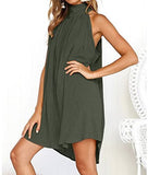 Women clothes Womens Sexy Sleeveless Dresses,Summer Casual Loose Cotton Linen Beach Holiday Party Irregular Dress