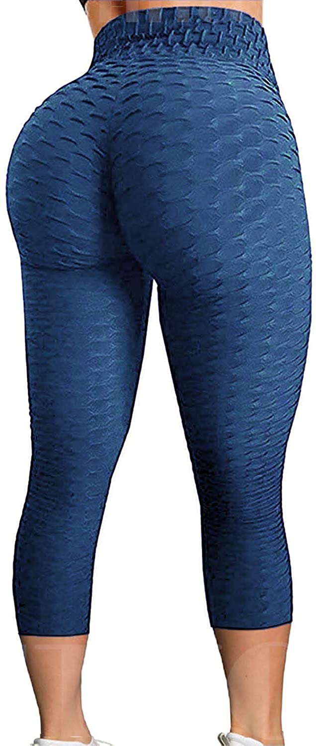 Womens High Waisted Yoga Pants Tummy Control Scrunched Booty Leggings Workout Running Butt Lift Textured Tights