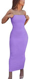 Women's Basic Sleeveless Tube Top Sexy Strapless Bodycon Midi Club Dress