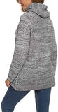 Women's Solid Color Chunky Button Pullover Sweater Turtle Cowl Neck Asymmetric Hem Knit Sweater