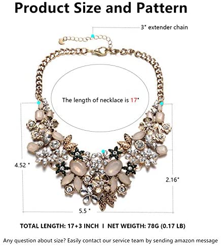 Antique Gold Bib Statement Necklace with Crystal Flower Cluster for Women Weddings Prom