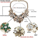 Antique Gold Bib Statement Necklace with Crystal Flower Cluster for Women Weddings Prom