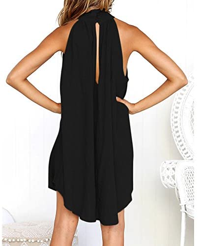 Women clothes Womens Sexy Sleeveless Dresses,Summer Casual Loose Cotton Linen Beach Holiday Party Irregular Dress