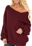 Womens Off The Shoulder Tops Baggy Shirt Long Sleeve Blouse Oversized Sweater Jumper Pullover