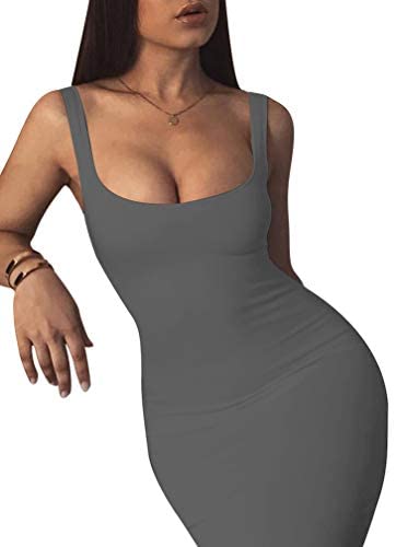 Women's Sexy Bodycon Tank Dress Sleeveless Basic Midi Club Dresses