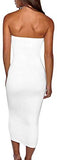 Women's Basic Sleeveless Tube Top Sexy Strapless Bodycon Midi Club Dress