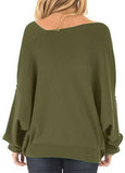 Womens Off The Shoulder Tops Baggy Shirt Long Sleeve Blouse Oversized Sweater Jumper Pullover